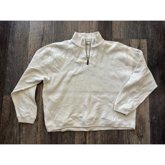 Tommy Bahama White Quarter-Zip Sweater Size Large - Picture 1 of 5
